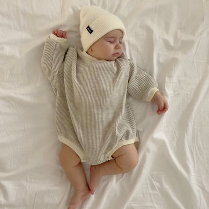 Baby Waffle Sweatshirt Romper (3m - 3y) - Heather Gray kids outfit