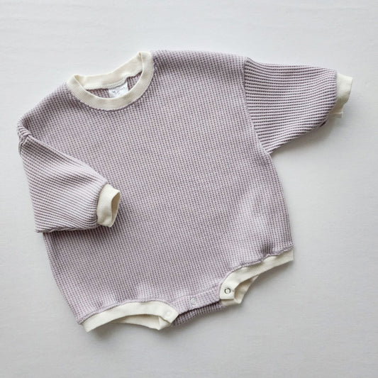 Baby Waffle Sweatshirt Romper (3m - 3y) - Lavender kids outfit