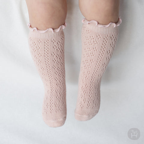 Baby Phoebe Pointelle Knee-High Socks (0-4y) - Pink