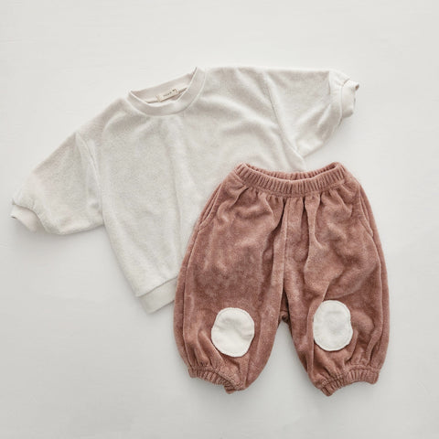 Baby Bella Terry Cloth Top and Pull-On Jogger Pants Set (3-18m) - Brick - AT NOON STORE