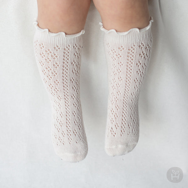 Baby Phoebe Pointelle Knee-High Socks (0-4y) - Cream