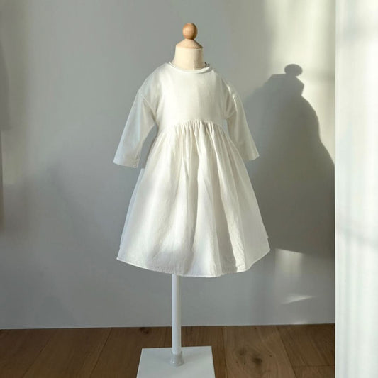 Girls Monbebe Long Sleeve Ruffle Dress (1 - 4y) - White kids outfit