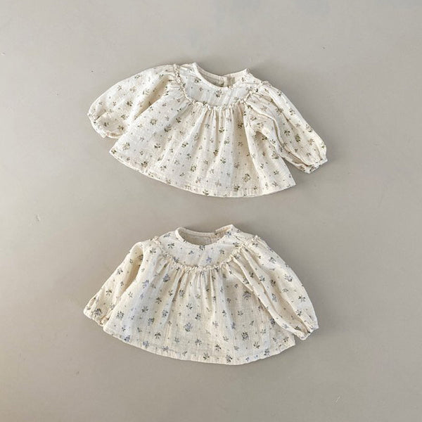 Baby BH Ruffle Yoke Floral Top (3-18m) - Beige Floral