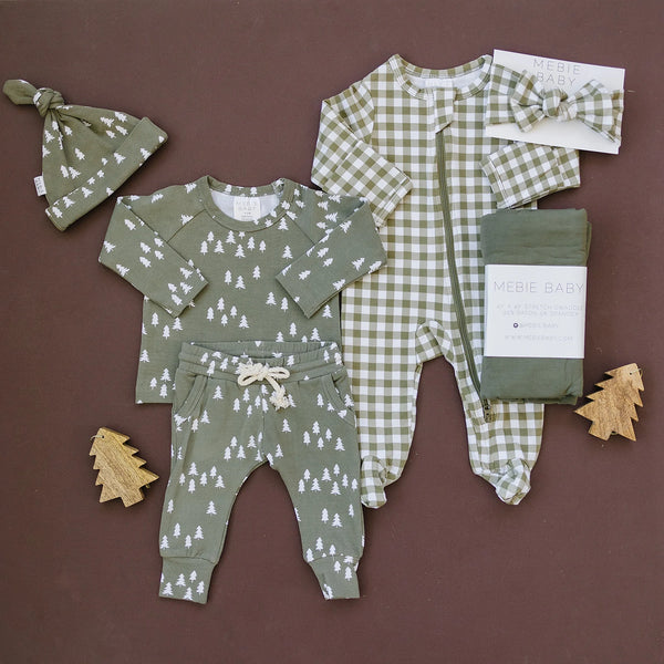 Baby Gingham Zipper Footed Pajama (Newborn -18m) - Green