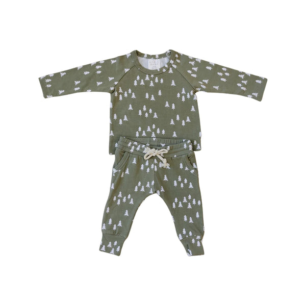 Baby Toddler Pines Two-piece Pocket Set (0-4T) - Olive - AT NOON STORE