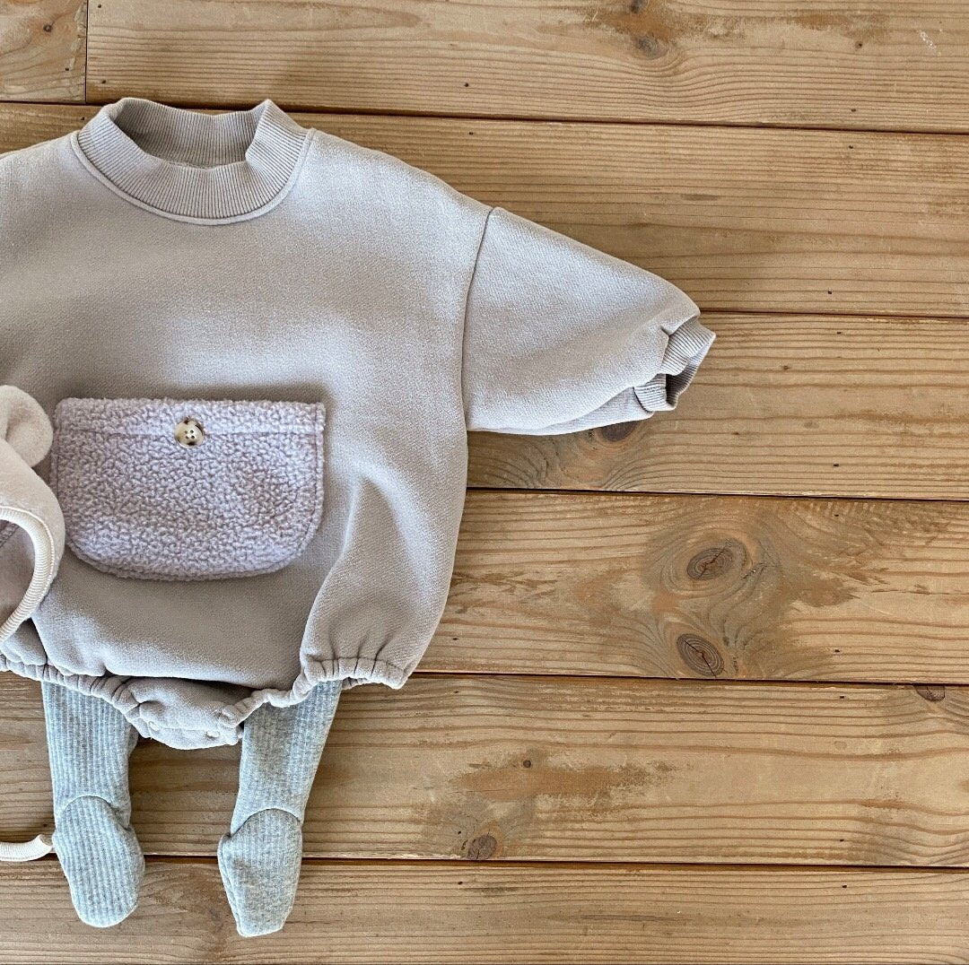 Baby Kangaroo Pocket Sweatshirt Romper (3-18m) - 2 Colors