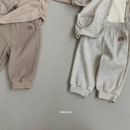 Baby Toddler Rainbow Embroidery Waffle-Knit Jogger Pants (3m-5y)- 2 Colors - AT NOON STORE