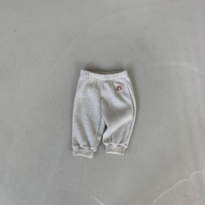 Baby Toddler Rainbow Embroidery Waffle-Knit Jogger Pants (3m-5y)- 2 Colors - AT NOON STORE