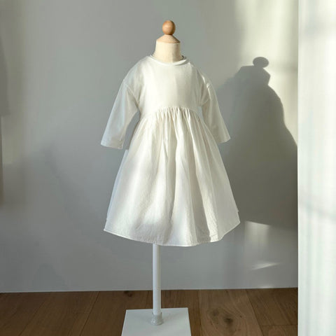 Girls Monbebe Long Sleeve Ruffle Dress (1-4y) - White - AT NOON STORE