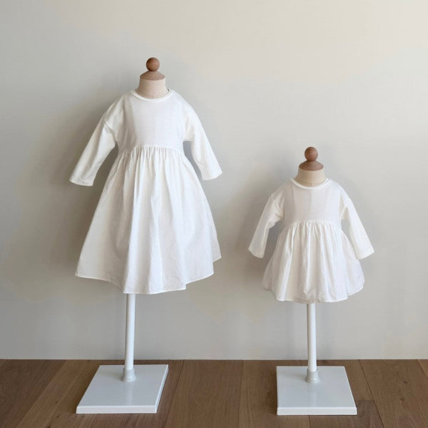 Girls Monbebe Long Sleeve Ruffle Dress (1-4y) - White