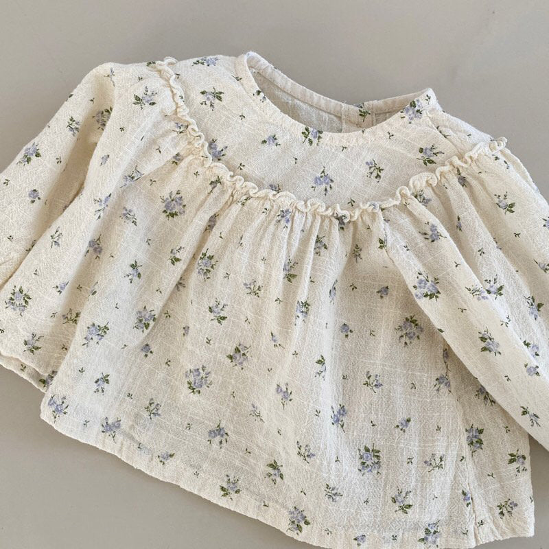 Baby BH Ruffle Yoke Floral Top (3-18m) - Blue Floral