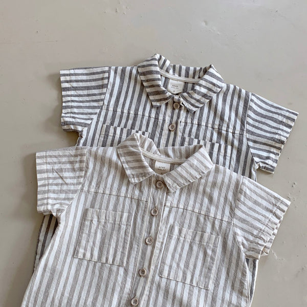 Baby BH Short Sleeve Stripe Romper (3-18m) - 2 Colors - AT NOON STORE