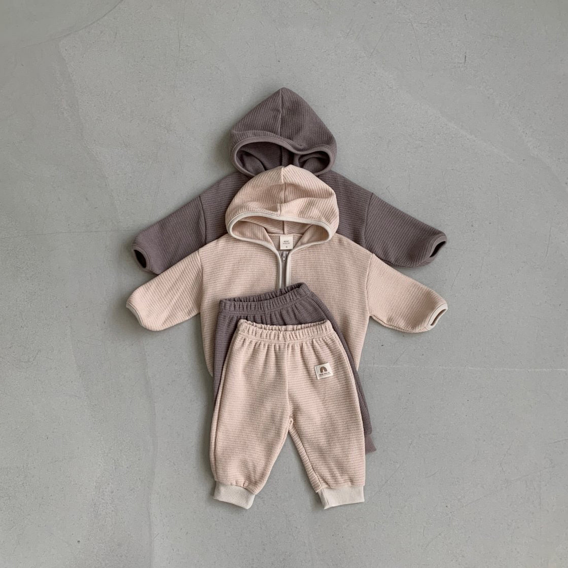 Baby BH Waffle Zip-Up Hoodie (3-18m) - 2 Colors - AT NOON STORE