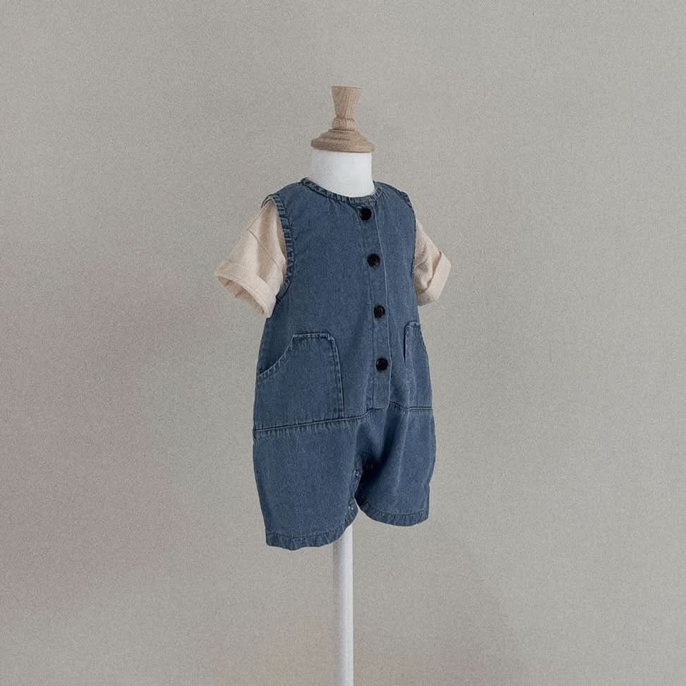 Baby Toddler Denim Jumpsuit (3-9m) - Dark Blue - AT NOON STORE