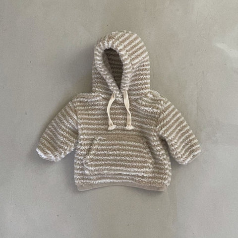 Baby Toddler Bella Sherpa Hoodie (3m-5y) - Beige Striped