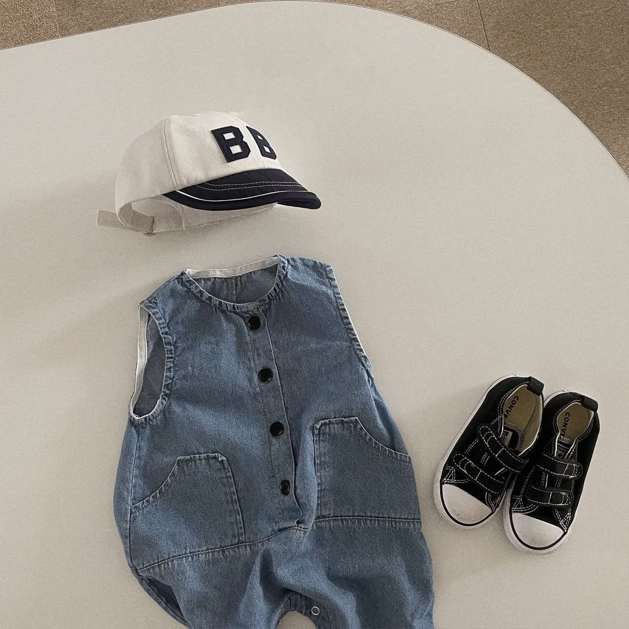 Baby Toddler Denim Jumpsuit (3-9m) - Dark Blue - AT NOON STORE