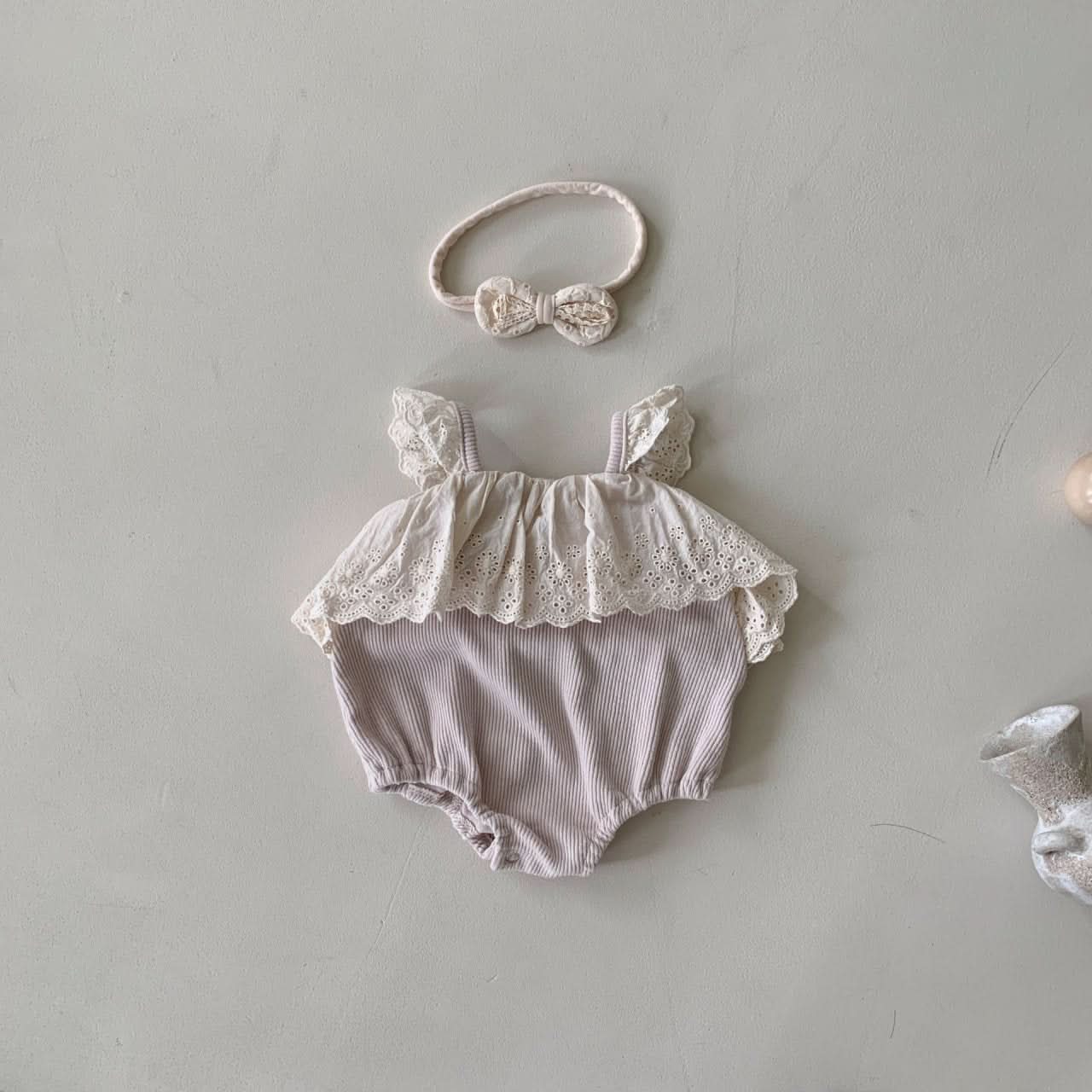 Baby BH Eyelet Lace Ruffle Romper (3-18m) - 2 Colors - AT NOON STORE