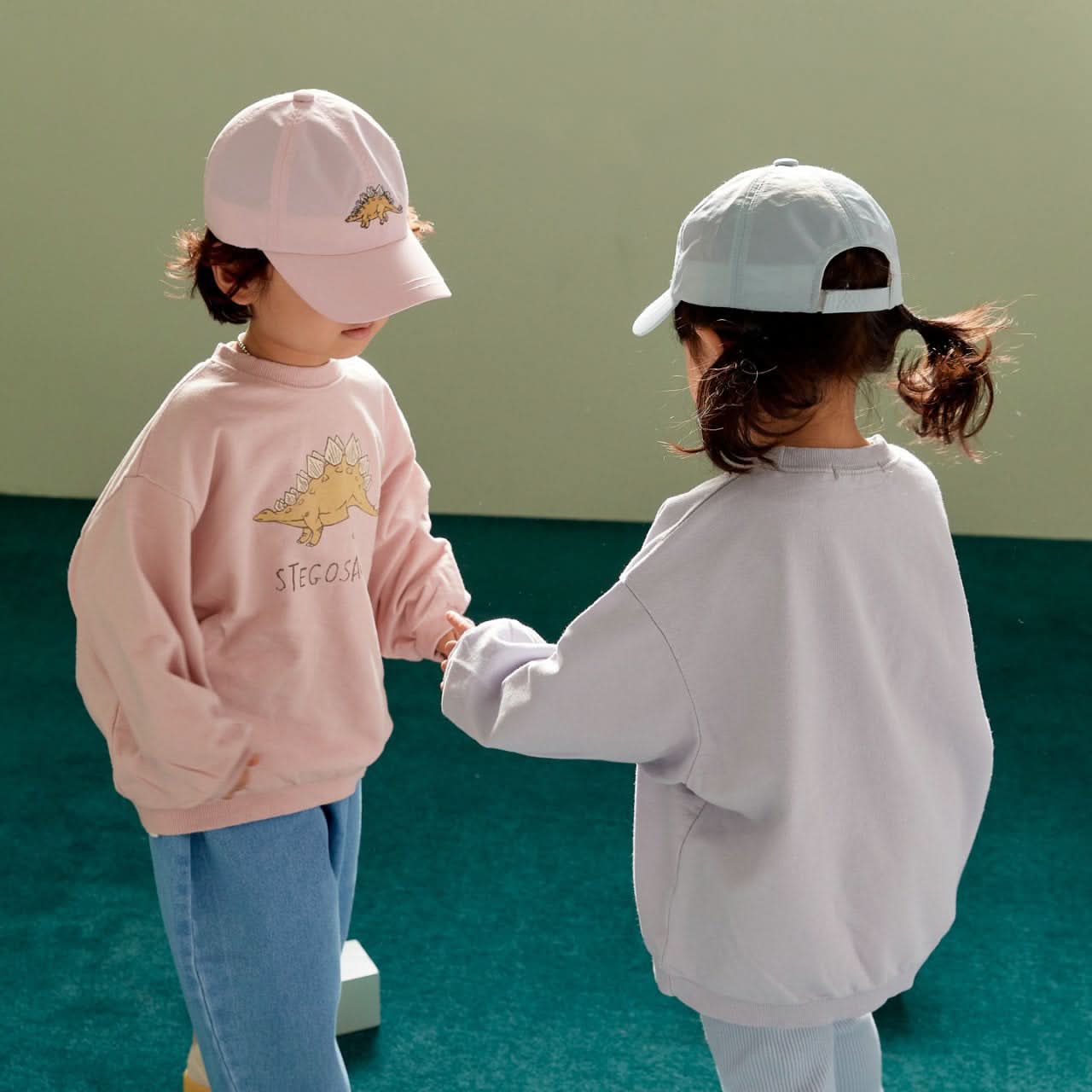 Kids Dinosaur Embroidered Baseball Cap - Pink - AT NOON STORE