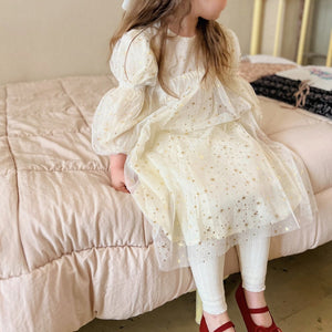 Kids Puff Sleeve Tulle Dress (2-5y) - Stars - AT NOON STORE