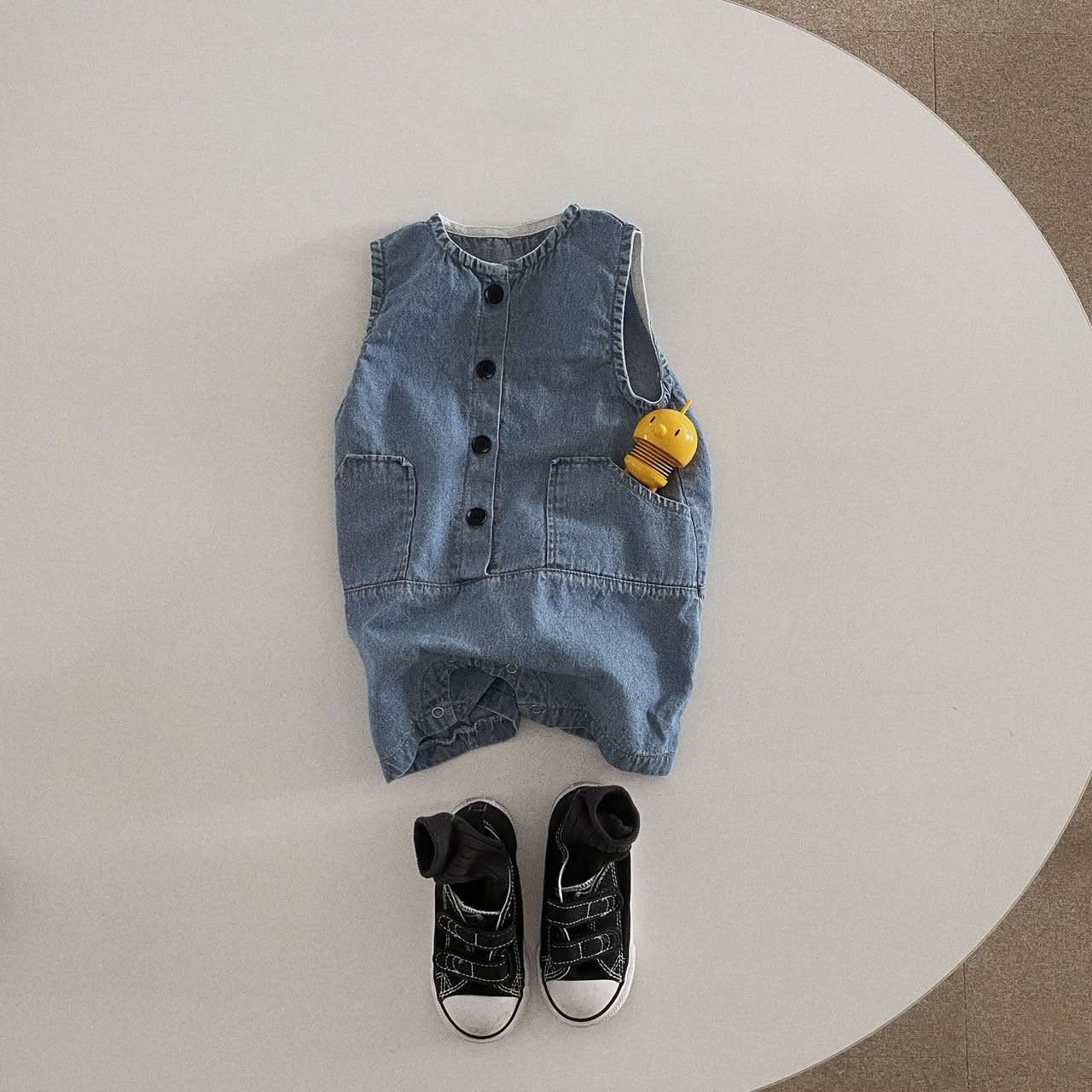 Baby Toddler Denim Jumpsuit (3-9m) - Dark Blue - AT NOON STORE