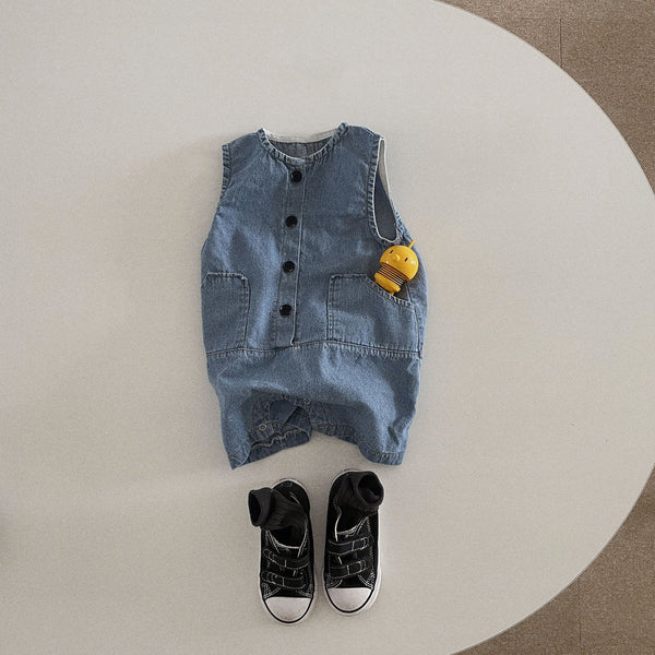 Baby Toddler Denim Jumpsuit (3-9m) - Dark Blue