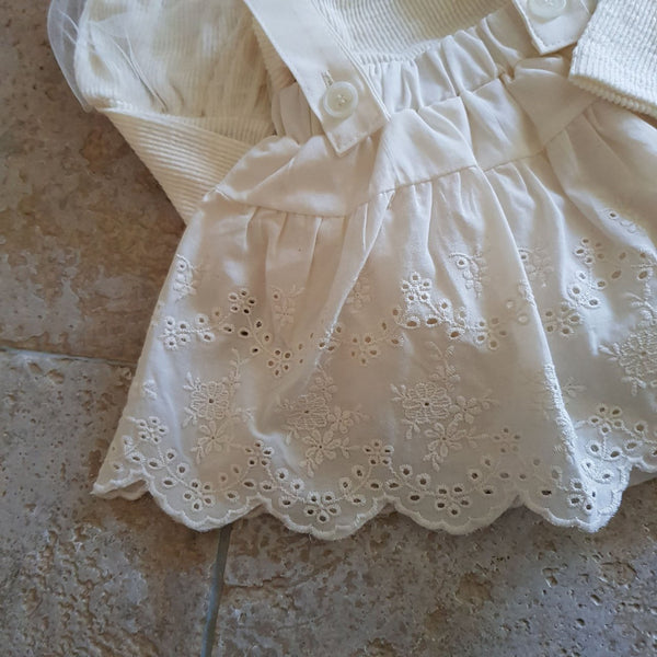 Baby Suspender Embroidered Skirted Bloomer (6-18m) - Cream
