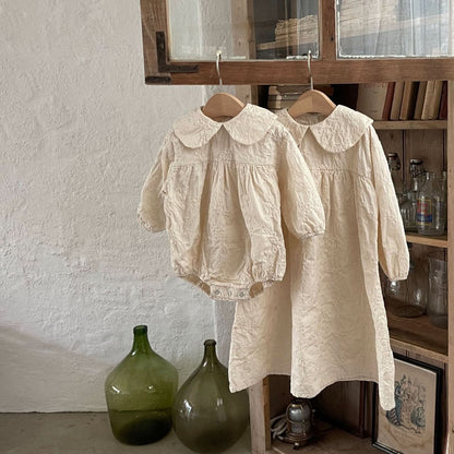 Baby Peter Pan Collar Floral Embroidery Dress (1-4y) - AT NOON STORE