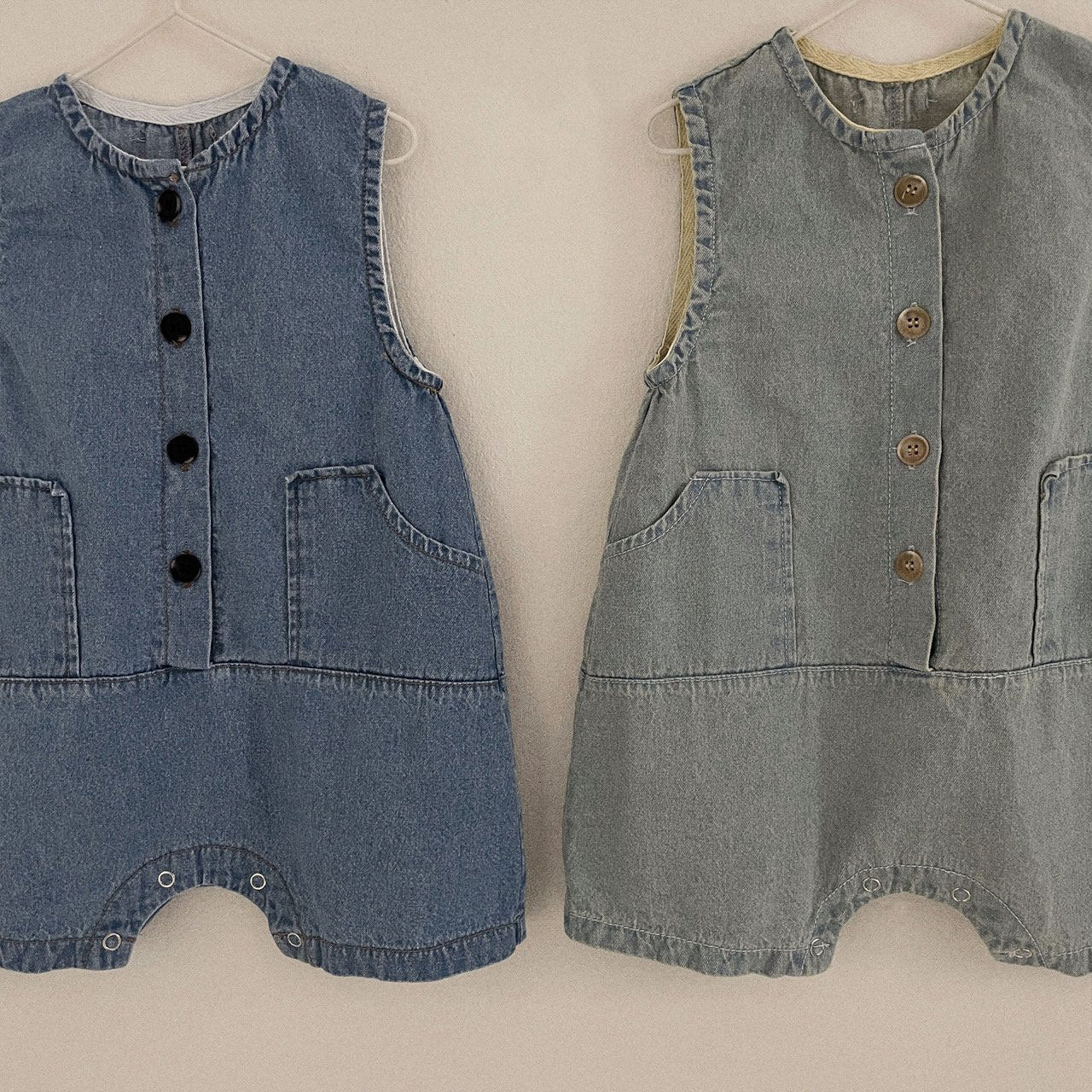 Baby Toddler Denim Jumpsuit (3-9m) - Dark Blue - AT NOON STORE