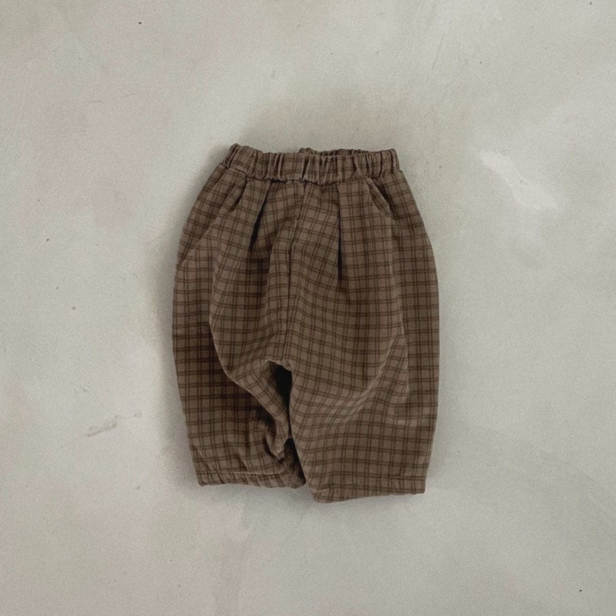 Kids Bella Warm Pull-On Pants (3m-5y) - Check Brown