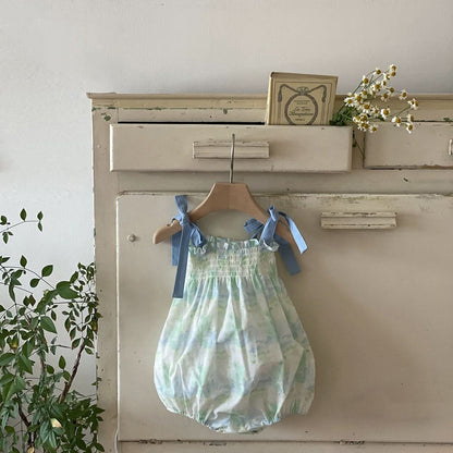 Baby Milk Tie-Shoulder Romper (0-24m) - Green - AT NOON STORE