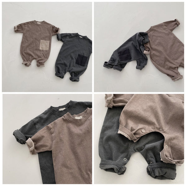 Baby Nunu Pocket Long Sleeve Jumpsuit (3-18m)- 2 Colors