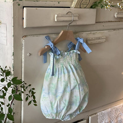 Baby Milk Tie-Shoulder Romper (0-24m) - Green - AT NOON STORE