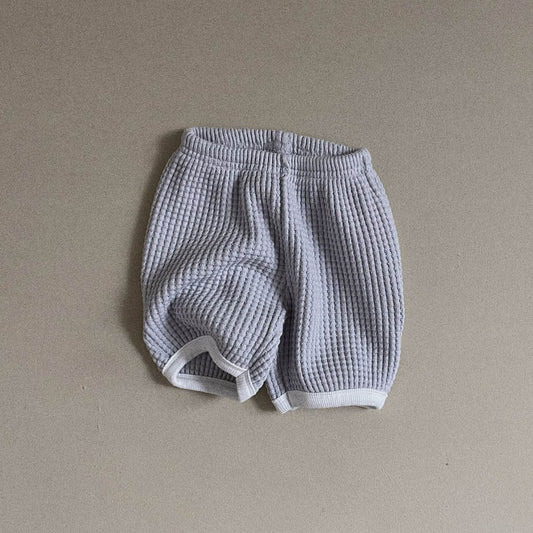 Baby White Trim Big Waffle Shorts (3-36m) - Gray - AT NOON STORE