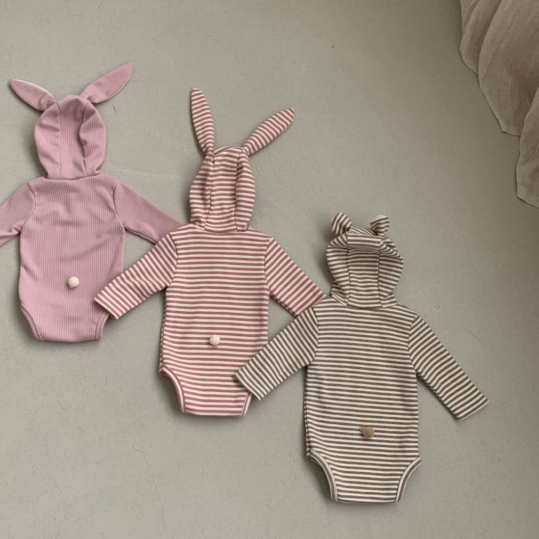 Baby BH Striped Bunny Romper (3-18m) - Pink - AT NOON STORE