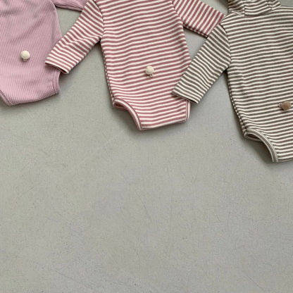 Baby BH Striped Bear Romper (3-18m) - Beige - AT NOON STORE