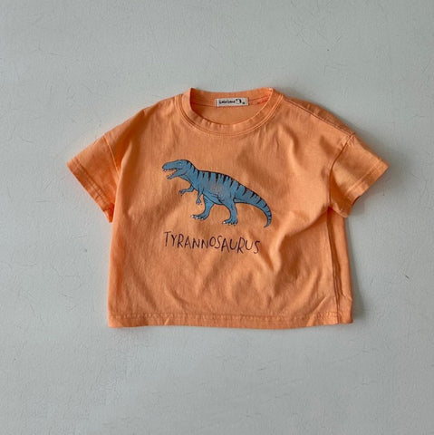 Kids Summer Dinosaur T-Shirt (1-2y) - Orange Tyrannosaurus