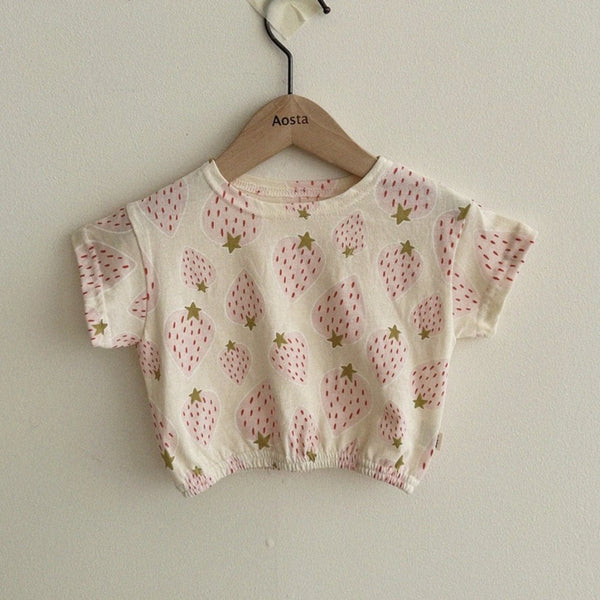 Toddler Strawberry Print Short Sleeve Top (0-5y)
