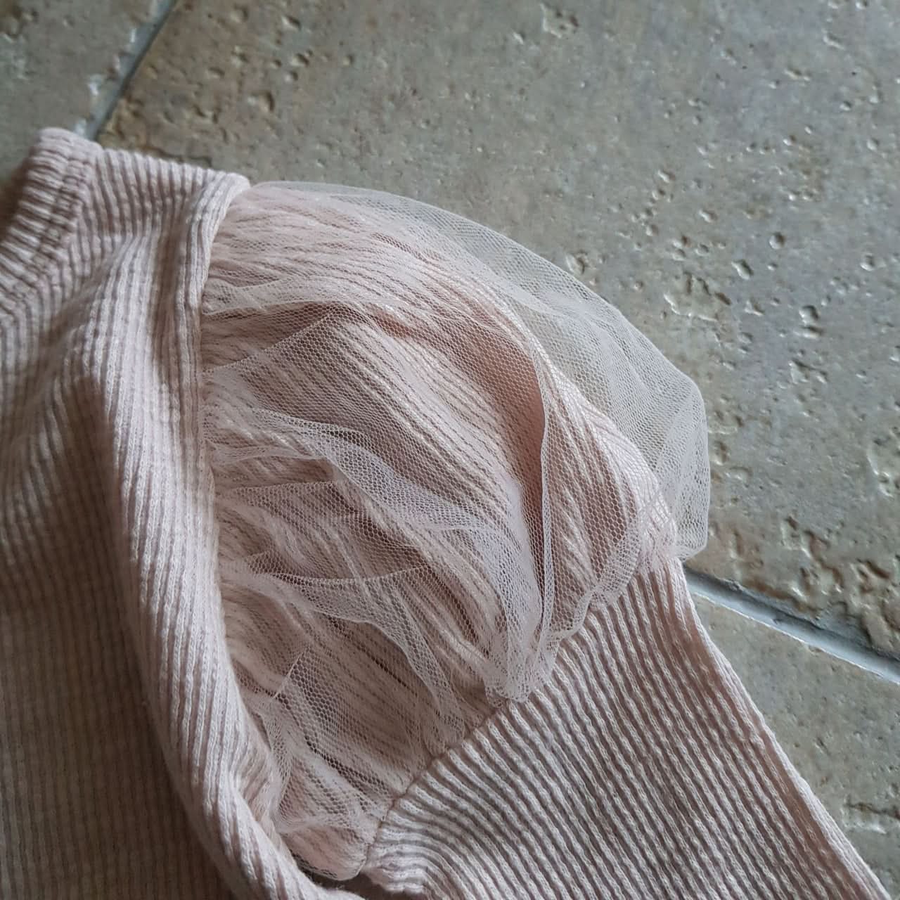Baby Puff Sleeve Ribbed Top (6-12m) -Pink - AT NOON STORE