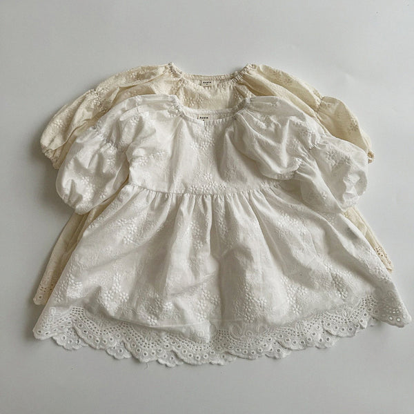 Girls Aosta Mariang Floral Embroidery Dress (0-5y) - White - AT NOON STORE