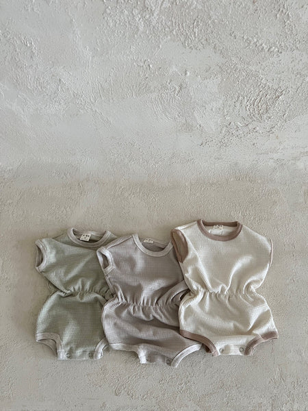 Baby Contrast Trim Elastic Waist Romper (0-24m) -3 Colors