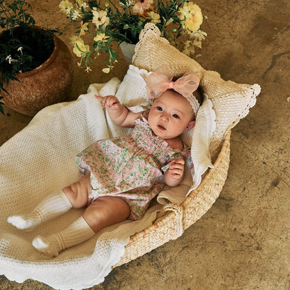 Baby Milk Tie-Shoulder Romper (0-24m) - Pink - AT NOON STORE