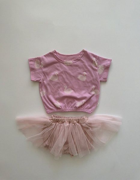 Toddler Swan Print Short Sleeve Top (0-2y)