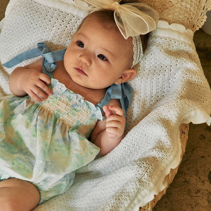 Baby Milk Tie-Shoulder Romper (0-24m) - Green - AT NOON STORE