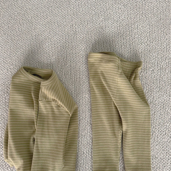 Toddler Striped Top and Pants Set (1-5y) - Olive - AT NOON STORE
