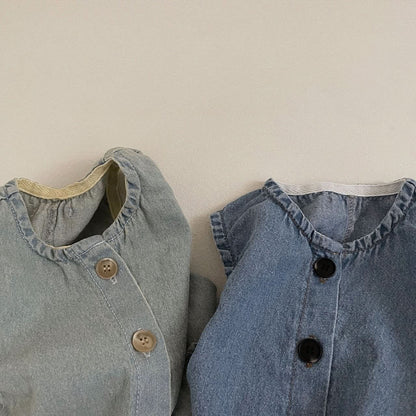 Baby Toddler Denim Jumpsuit (3-9m) - Dark Blue - AT NOON STORE