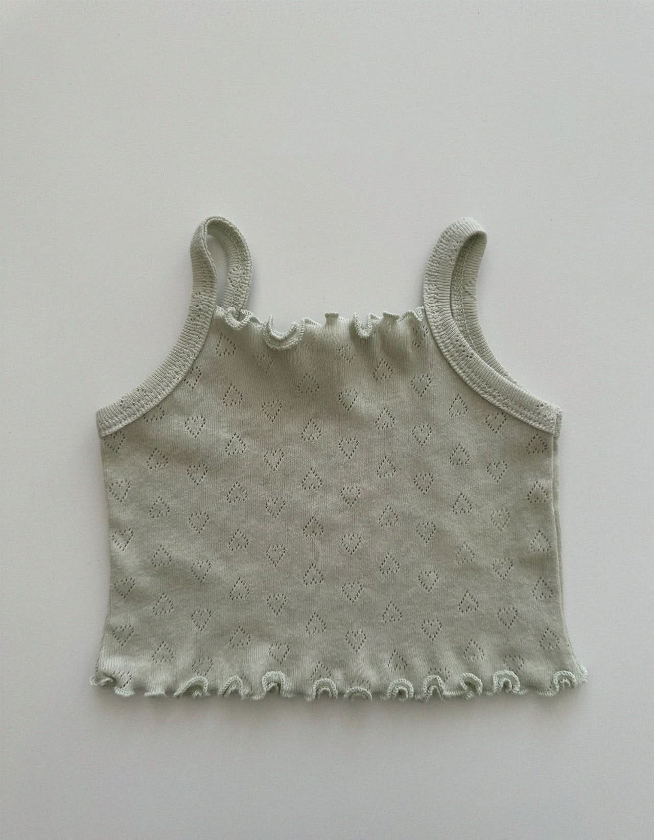 Toddler Heart Pointelle Lettuce-Edge Cami Top (0-5y) - 3 Colors - AT NOON STORE