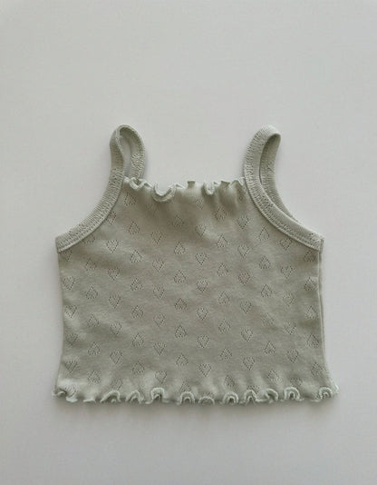 Toddler Heart Pointelle Lettuce-Edge Cami Top (0-5y) - 3 Colors - AT NOON STORE
