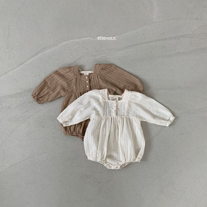 Baby BH Pearl Button Bubble Romper (3-18m) - Cream - AT NOON STORE