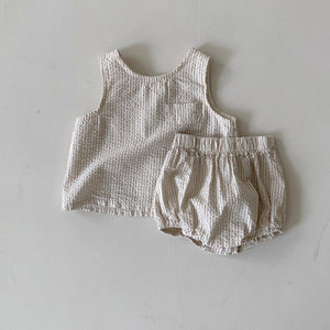 Baby BH Stripe Seersucker Sleeveless Top and Bloomer Shorts Set (3-18m) - 2 Colors - AT NOON STORE