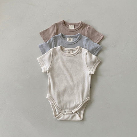 Baby BH Short Sleeve Ribbed Romper (3-18m) - 3 Colors